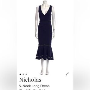 🔥Nicholas Black V-Neck Long Dress NWT New 8 M